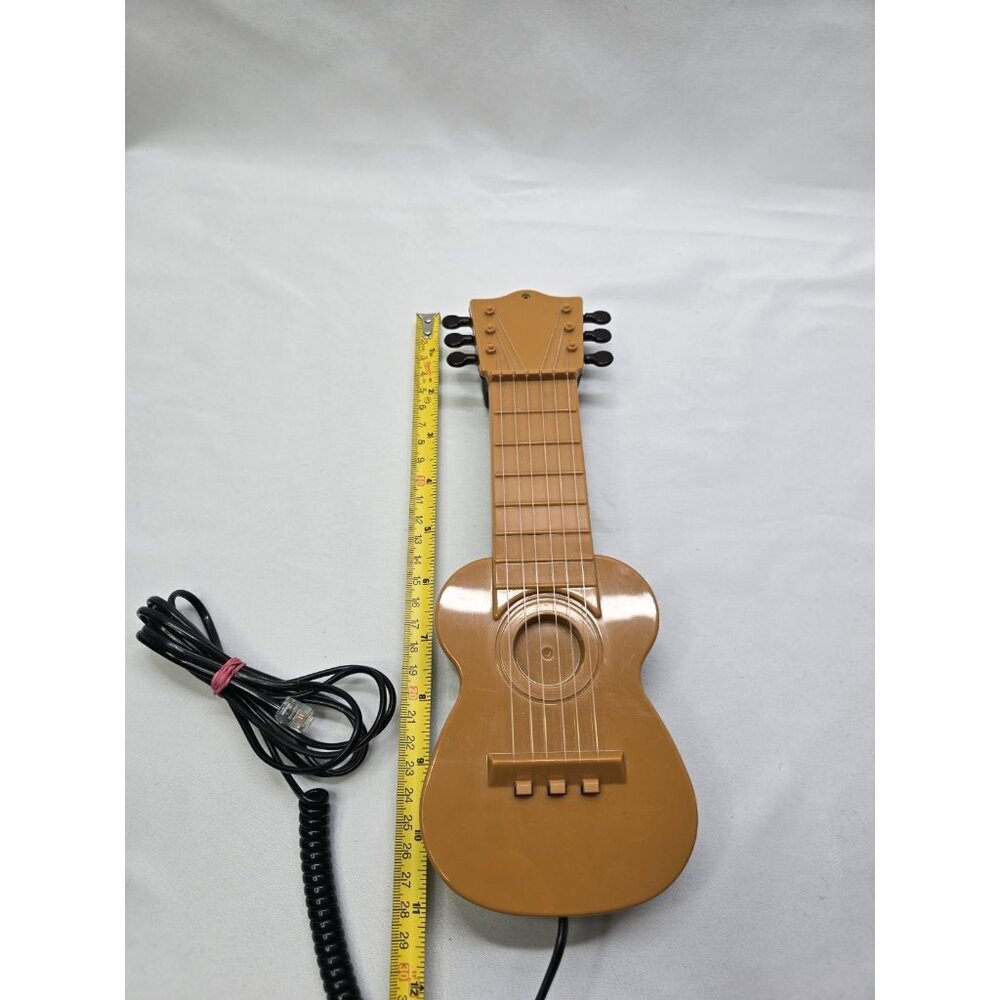 Vintage Guitar Shape Telephone by Curtis, Brown Touch Tone Corded Novelty Phone - Picture 7 of 9